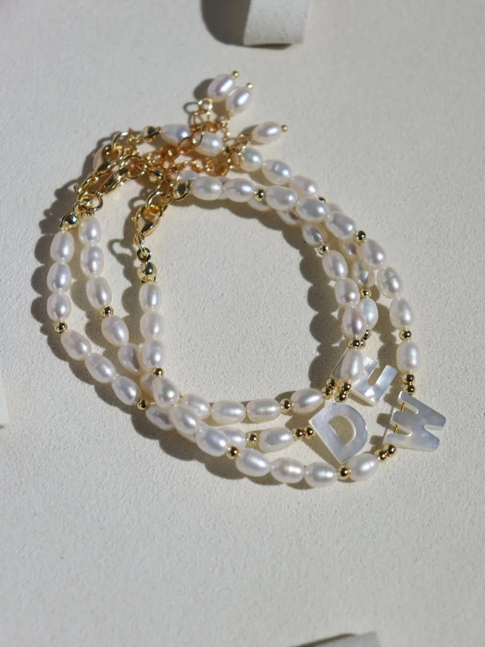 Pearl and Mother-of-Pearl Letter Bracelet