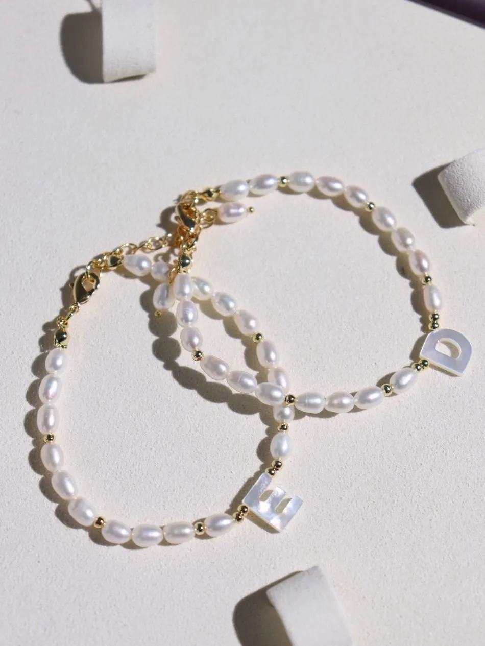 Pearl and Mother-of-Pearl Letter Bracelet