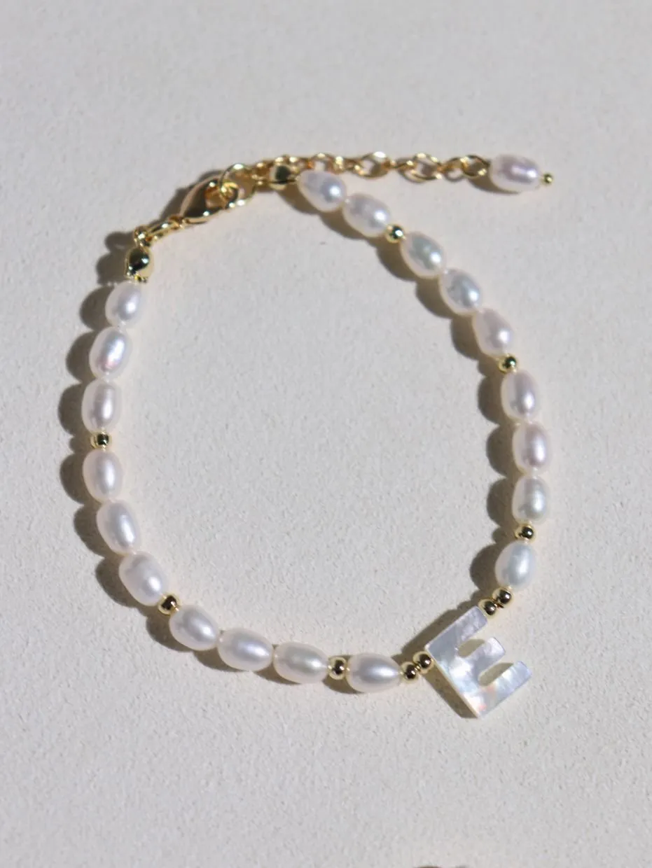 Pearl and Mother-of-Pearl Letter Bracelet