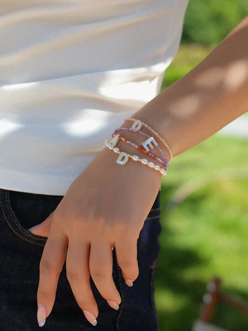 Pearl and Mother-of-Pearl Letter Bracelet