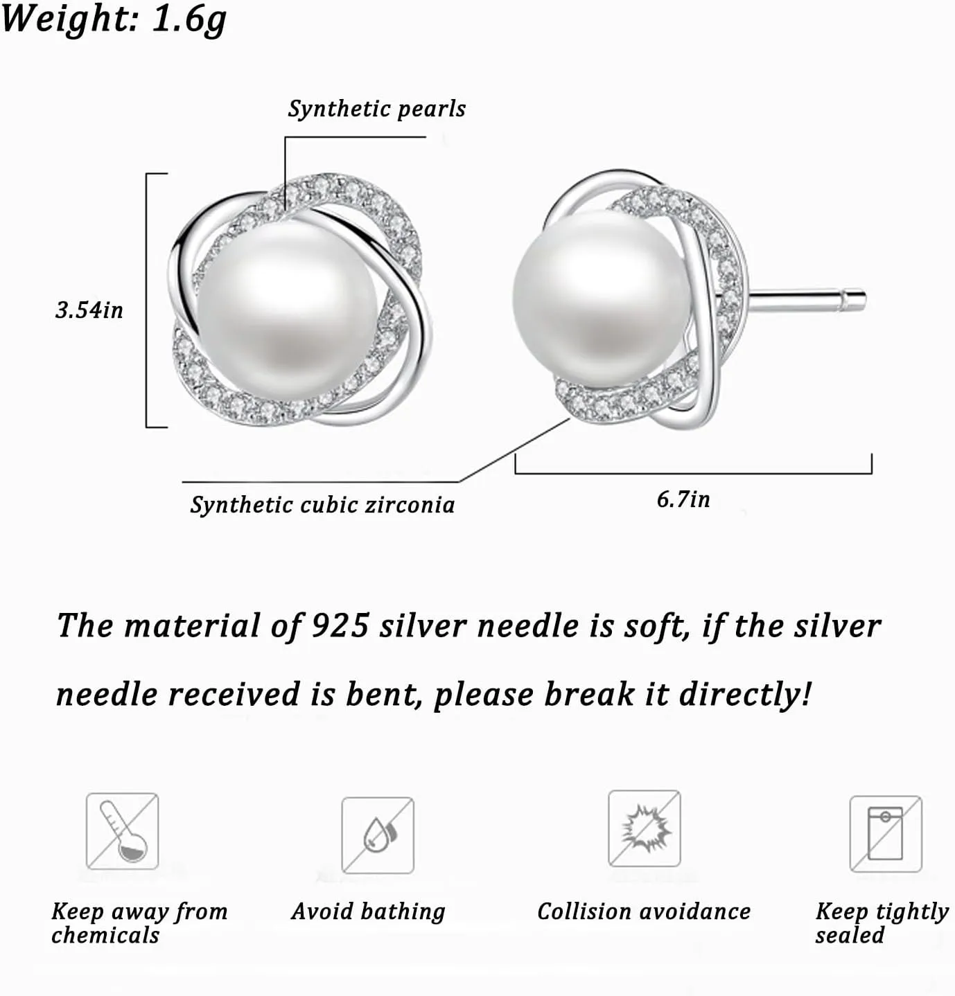 Pearl Stud Earrings for Women Rhinestones Pearl Earrings Hypoallergenic stud Gold Jewelry Wedding Earrings for Brides