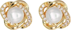 Pearl Stud Earrings for Women Rhinestones Pearl Earrings Hypoallergenic stud Gold Jewelry Wedding Earrings for Brides