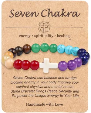 Pingyongchang Christian Gifts for Women Men Cross Healing Crystal Bracelet Faith Easter Catholic Religious Bracelet Natural Stone Stretch Bracelets Stress Relief Anxiety Yoga Bracelet For Teens