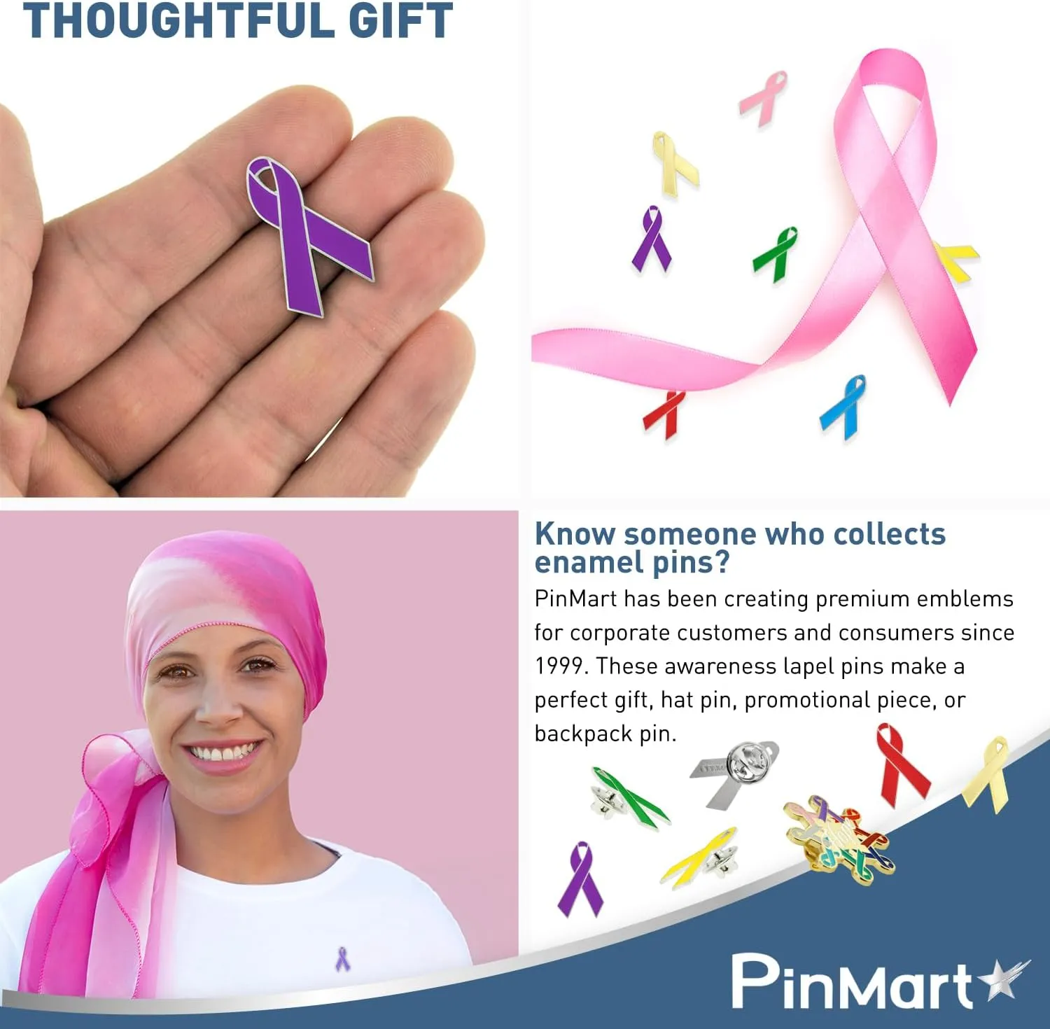 PinMart Awareness Enamel Lapel Pin  Nickel and Gold Plated Ribbon Pin  Prevention and Awareness Ribbon  Jewelry Brooch with Secure Clutch Back