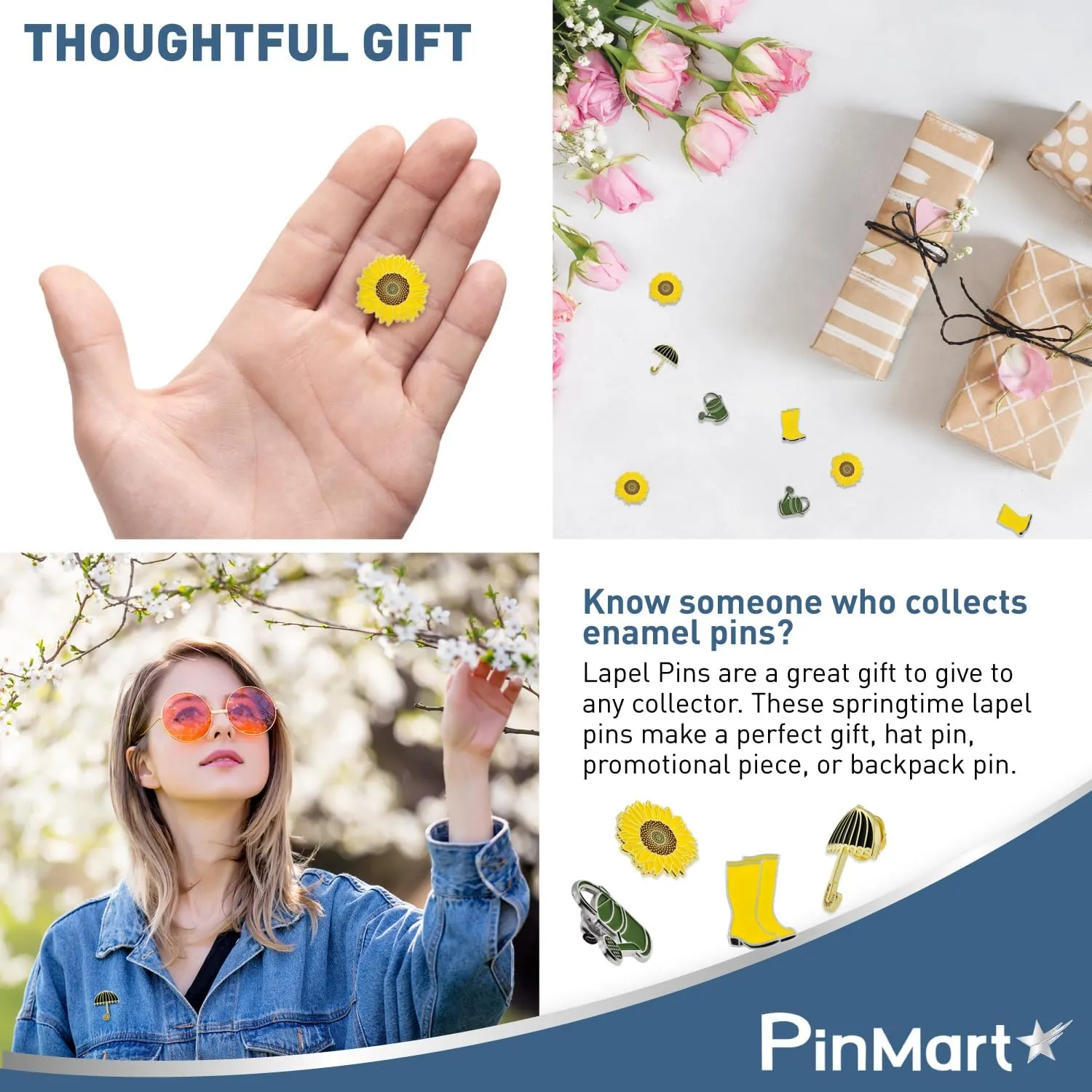 PinMart Springtime Enamel Lapel Pin  Celebration Jewelry for Women and Men  Cute Seasonal Clothes Decoration  Gold Plated Enamel Pin with Secure Clutch Back