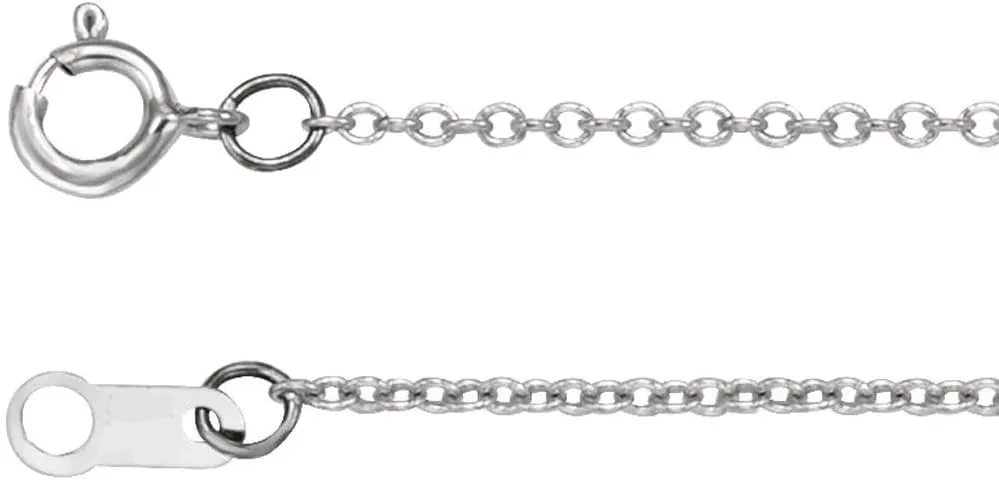 Platinum 1mm Solid Cable Chain Necklace with Spring Ring Fine Jewelry for Women Gifts for Her, 20"