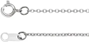Platinum 1mm Solid Cable Chain Necklace with Spring Ring Fine Jewelry for Women Gifts for Her, 20"
