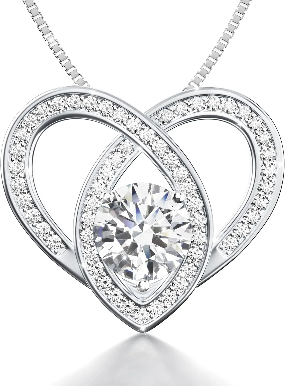 Platinum Plated Moissanite Pendant Necklace Gift for Women, 1-3 carat Moissanite D Color (VVS1), Anniversary Eternity Jewelry Present for Wife Mother Gift Necklace with Moissanite Diamond Gift for Her Birthday