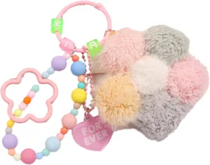 Plush Keychains Bag Pendant Cute Flower Backpack Pendant Plush Dolls Keychains Plush Material for Couple Girls Teens, Pink
