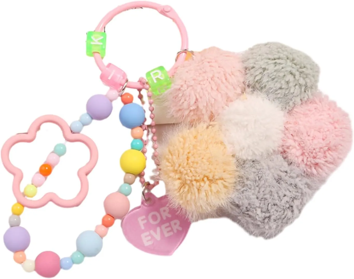 Plush Keychains Bag Pendant Cute Flower Backpack Pendant Plush Dolls Keychains Plush Material for Couple Girls Teens, Pink