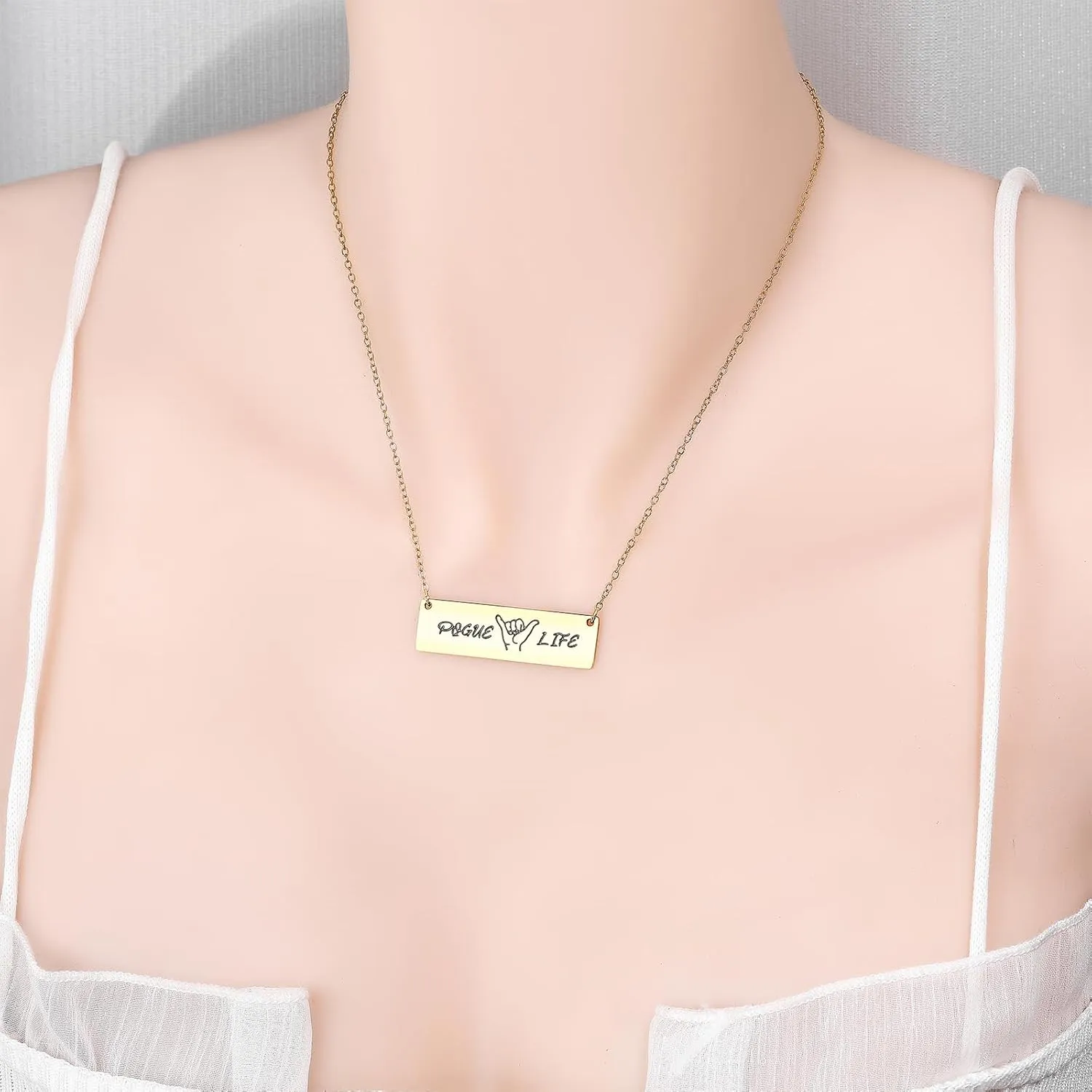 Pogue Life Necklace Stainless Steel Pendant Tv Show Inspired Outer Necklace Surfing Gift for Women
