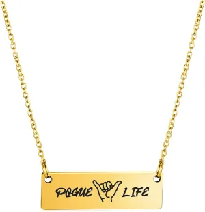Pogue Life Necklace Stainless Steel Pendant Tv Show Inspired Outer Necklace Surfing Gift for Women