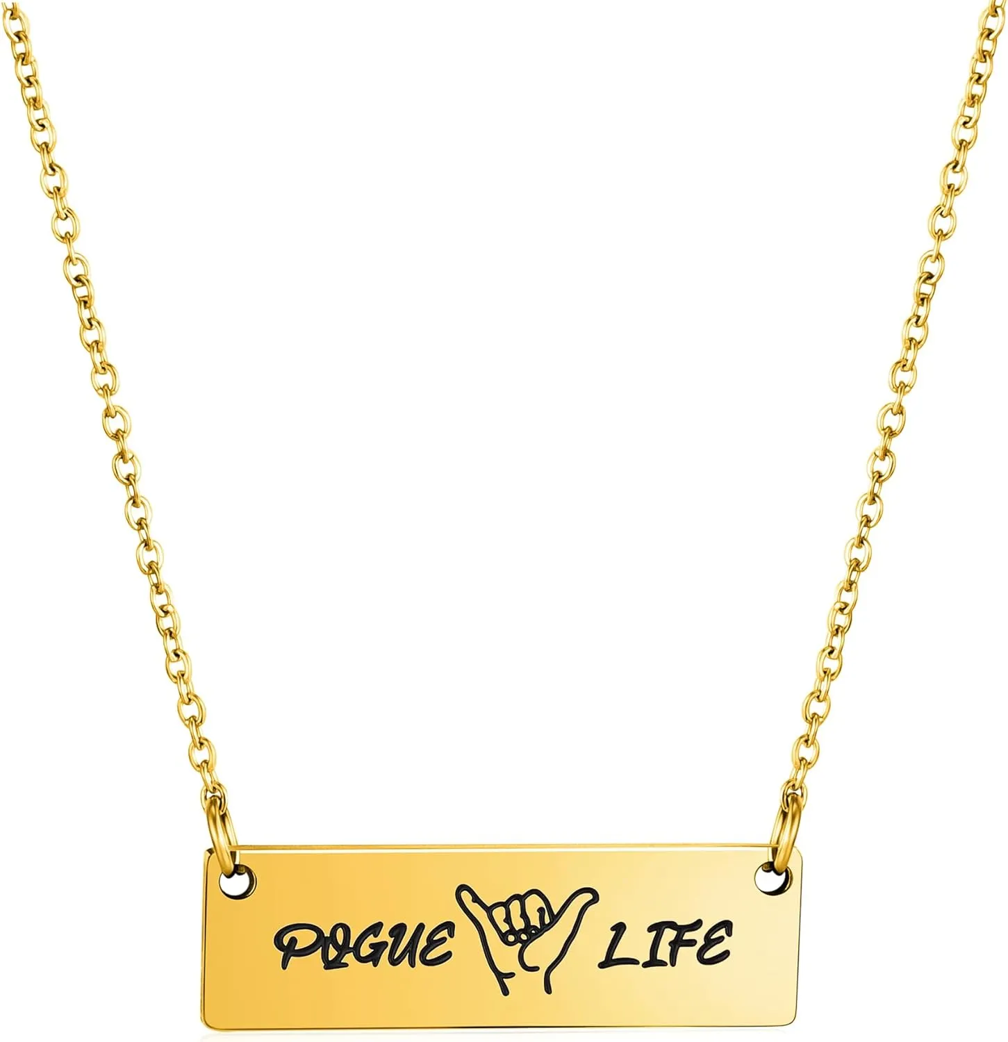 Pogue Life Necklace Stainless Steel Pendant Tv Show Inspired Outer Necklace Surfing Gift for Women