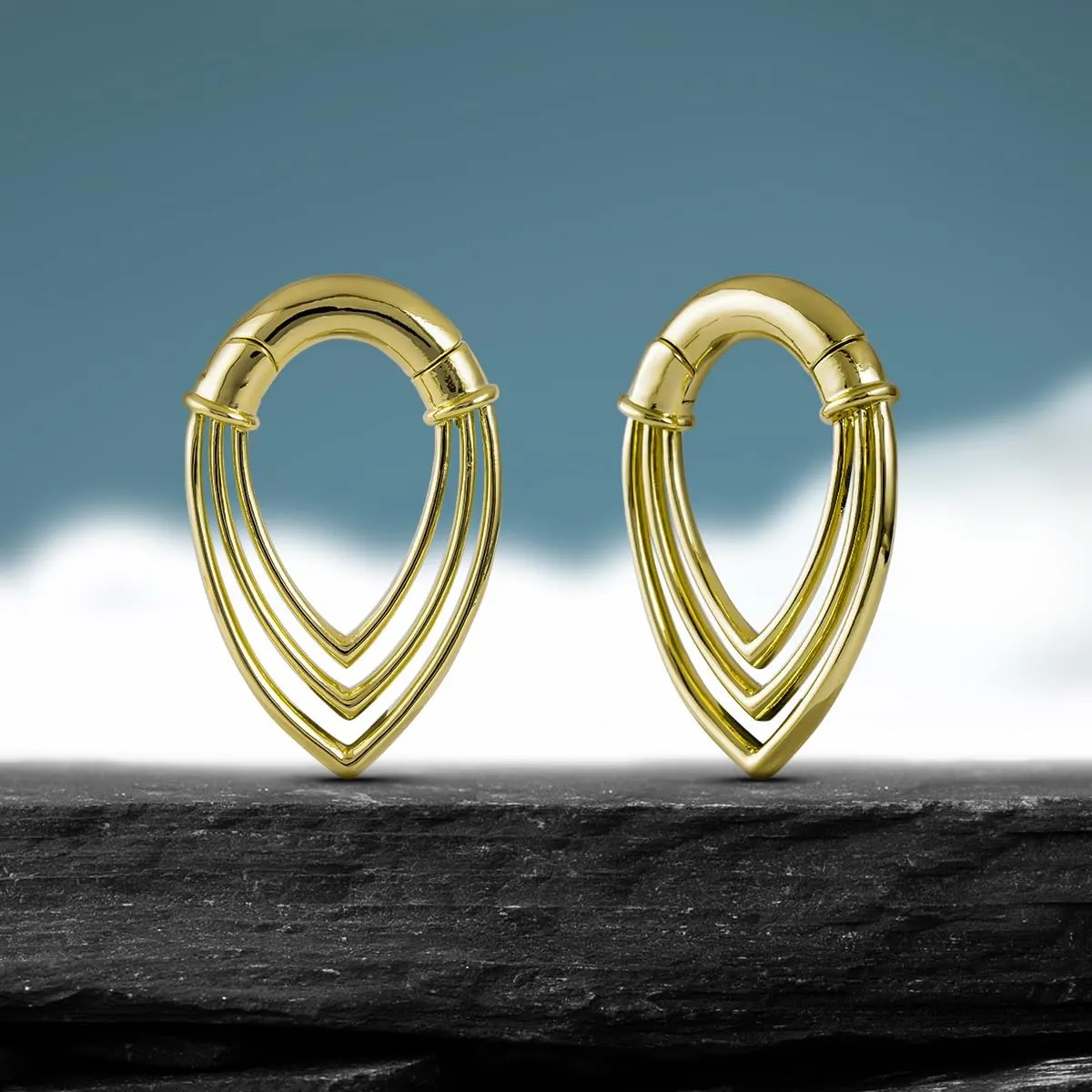 PONWAG 1 Pair 4mm 5mm Punk Ear Weight 4g 6g Ear Gauge Dangle Plug Hanger Hoop Brass Gothic Rivets Cobweb Ear Tunnels For Women Men Body Piecing Jewelry