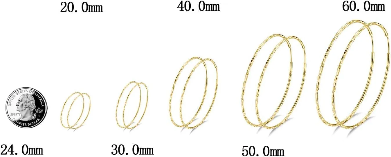 POPLYKE 925 Sterling Silver Circle Endless Hoop Earrings for Women 20 30 40 50 60 70mm