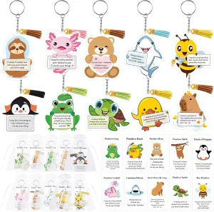 Positive Support Keychains Gifts 20pcs Employee Appreciation Gift Bulk for Coworker Friend Cute Animal Keychain