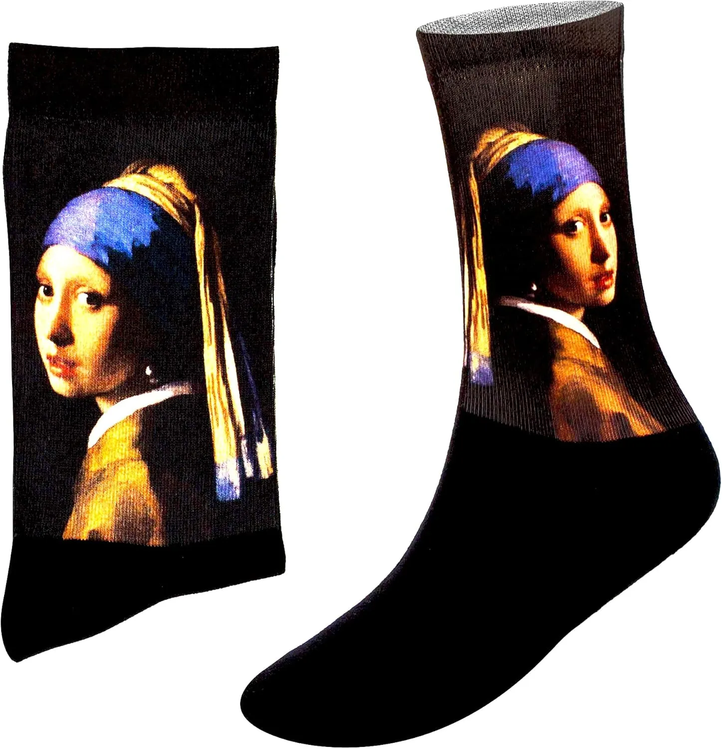 Premium Crew Socks Art The Girl with Pearl Earring Fun Cotton Blend with Cool Cute Colorful Casual Pattern Design Dress for Women and Men
