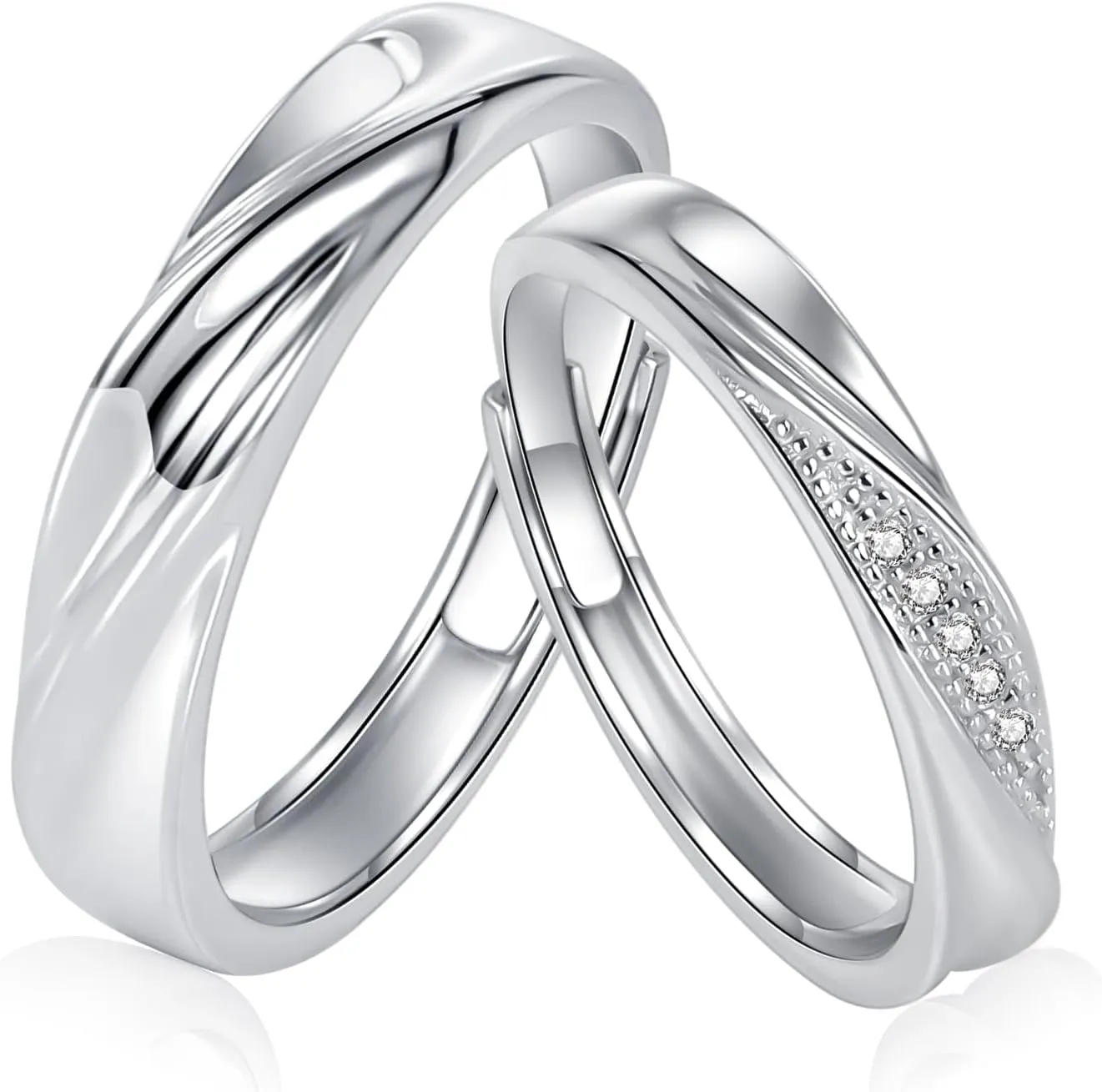 Promise Rings for Couples Matching Couple Adjustable Ring Cross Love River Sterling Silver Him and Her Wedding Engagement Band
