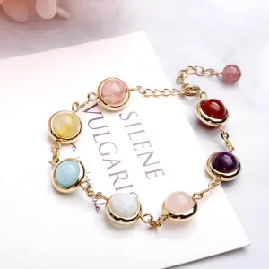 Protection Crystal Bracelet Handmade Chakra Bracelets Healing Stone Bracelet Spiritual Anxiety Jewelry for Women Aesthetic Amethyst Rose Quartz Carnelian Gemstone Beads Wish Bracelet Gift