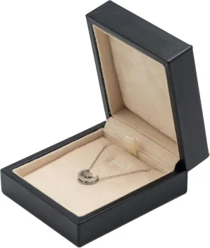 PU Leather Necklace Pendant Box for Wedding,Jewelry Gift Storage Display Case (Black and Beige)