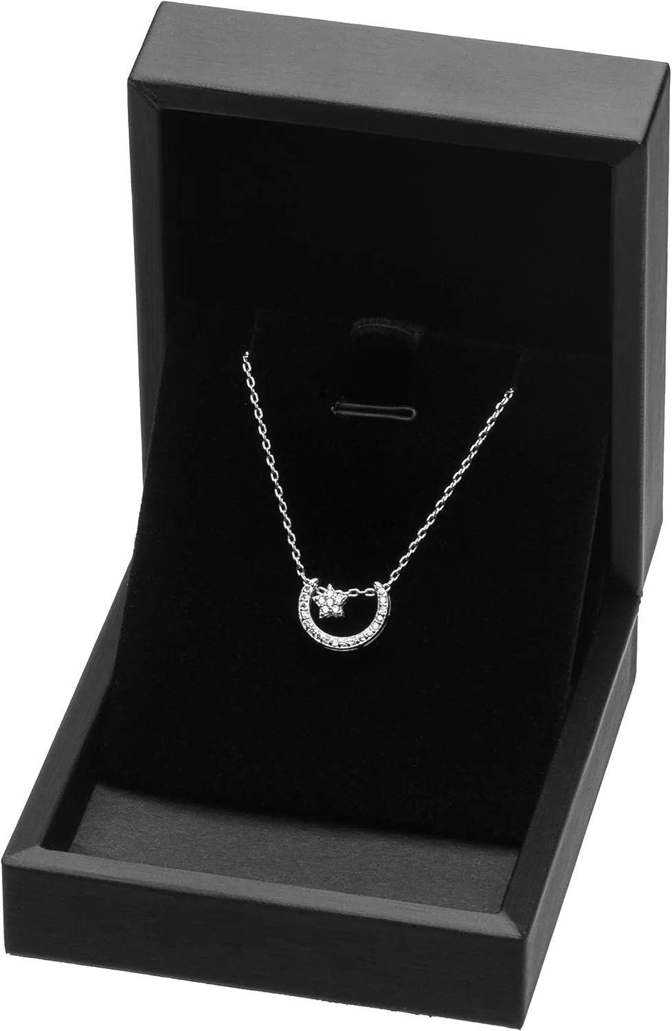 PU Leather Necklace Pendant Box for Wedding,Jewelry Gift Storage Display Case (Black)