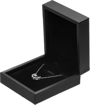 PU Leather Necklace Pendant Box for Wedding,Jewelry Gift Storage Display Case (Black)