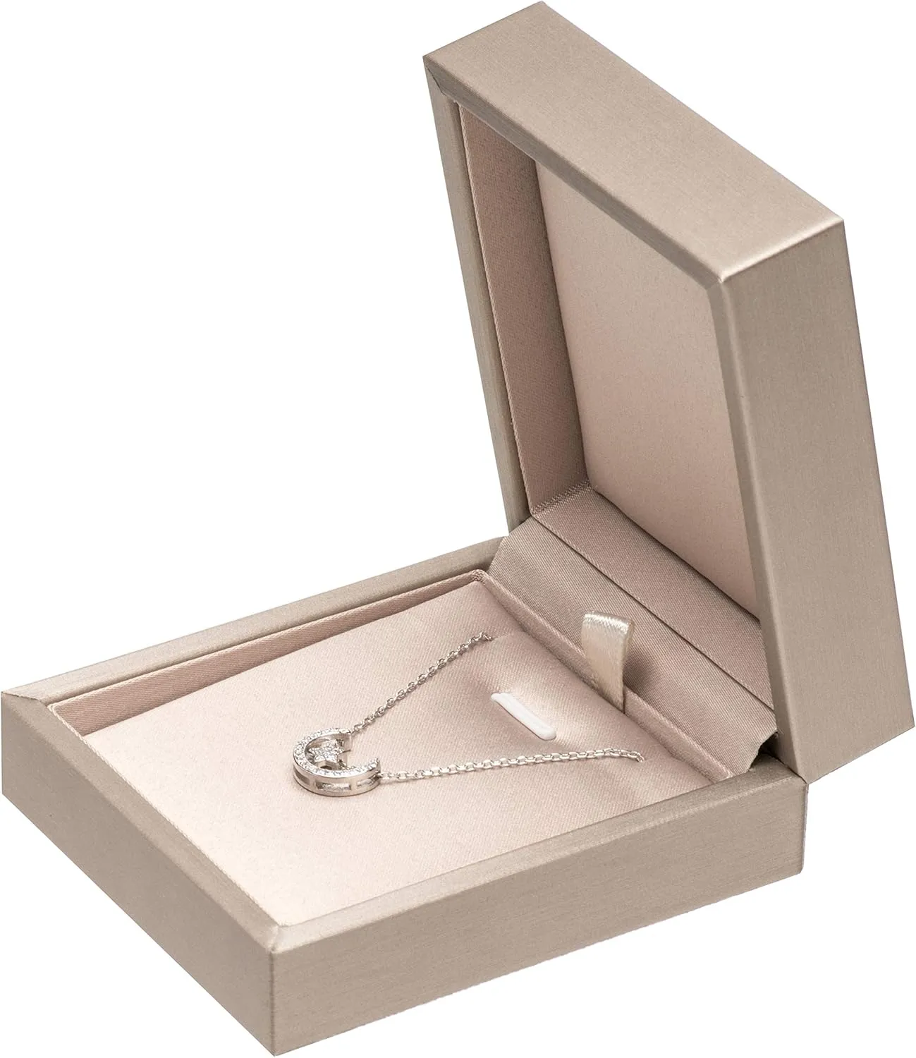 PU Leather Necklace Pendant Box for Wedding,Jewelry Gift Storage Display Case (Gold)