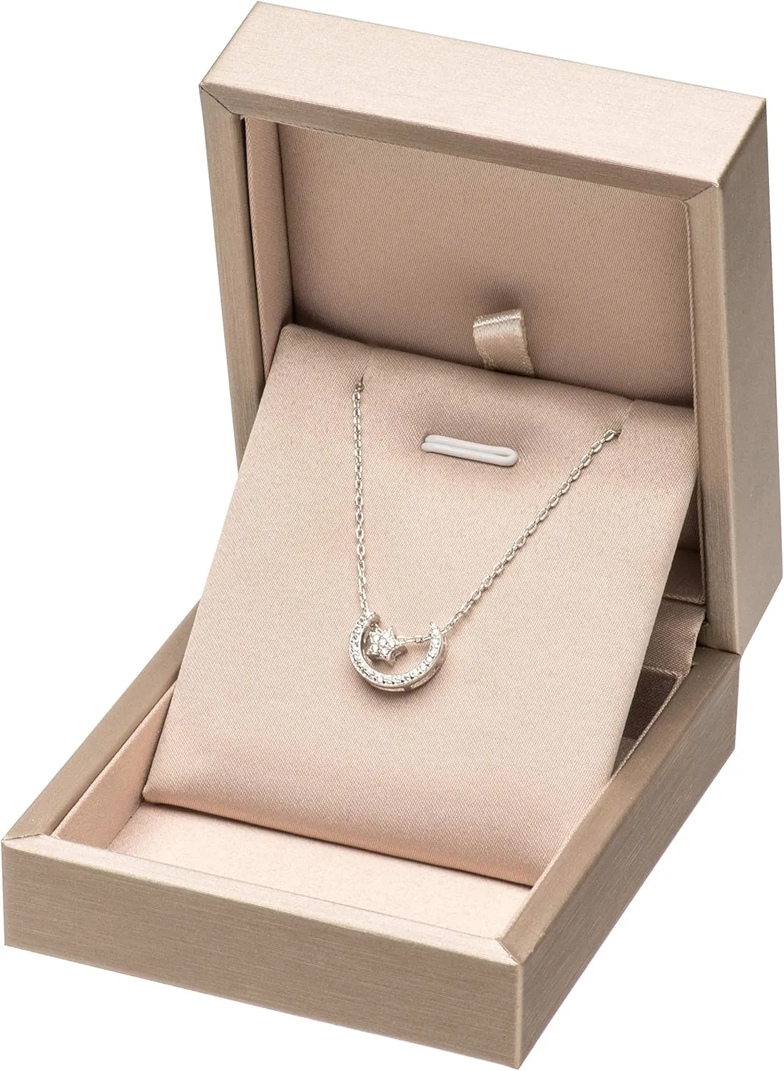 PU Leather Necklace Pendant Box for Wedding,Jewelry Gift Storage Display Case (Gold)