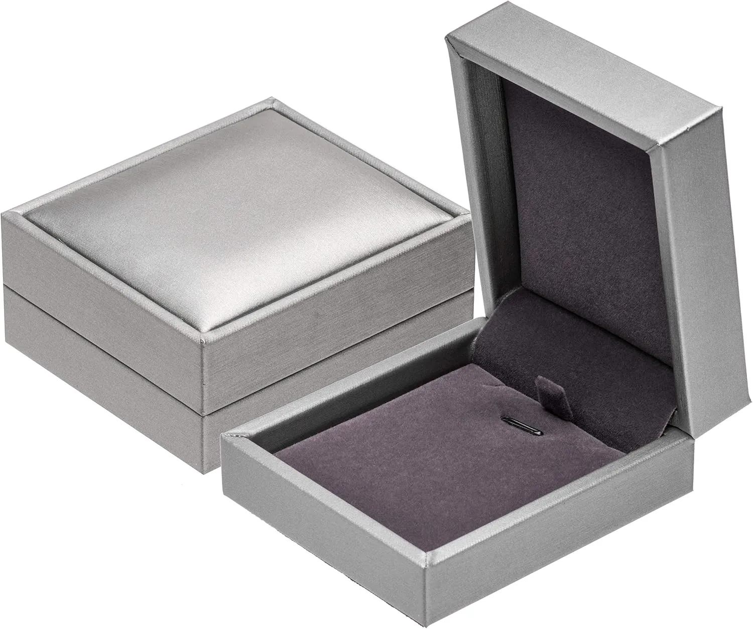 PU Leather Necklace Pendant Box for Wedding,Jewelry Gift Storage Display Case (Grey)