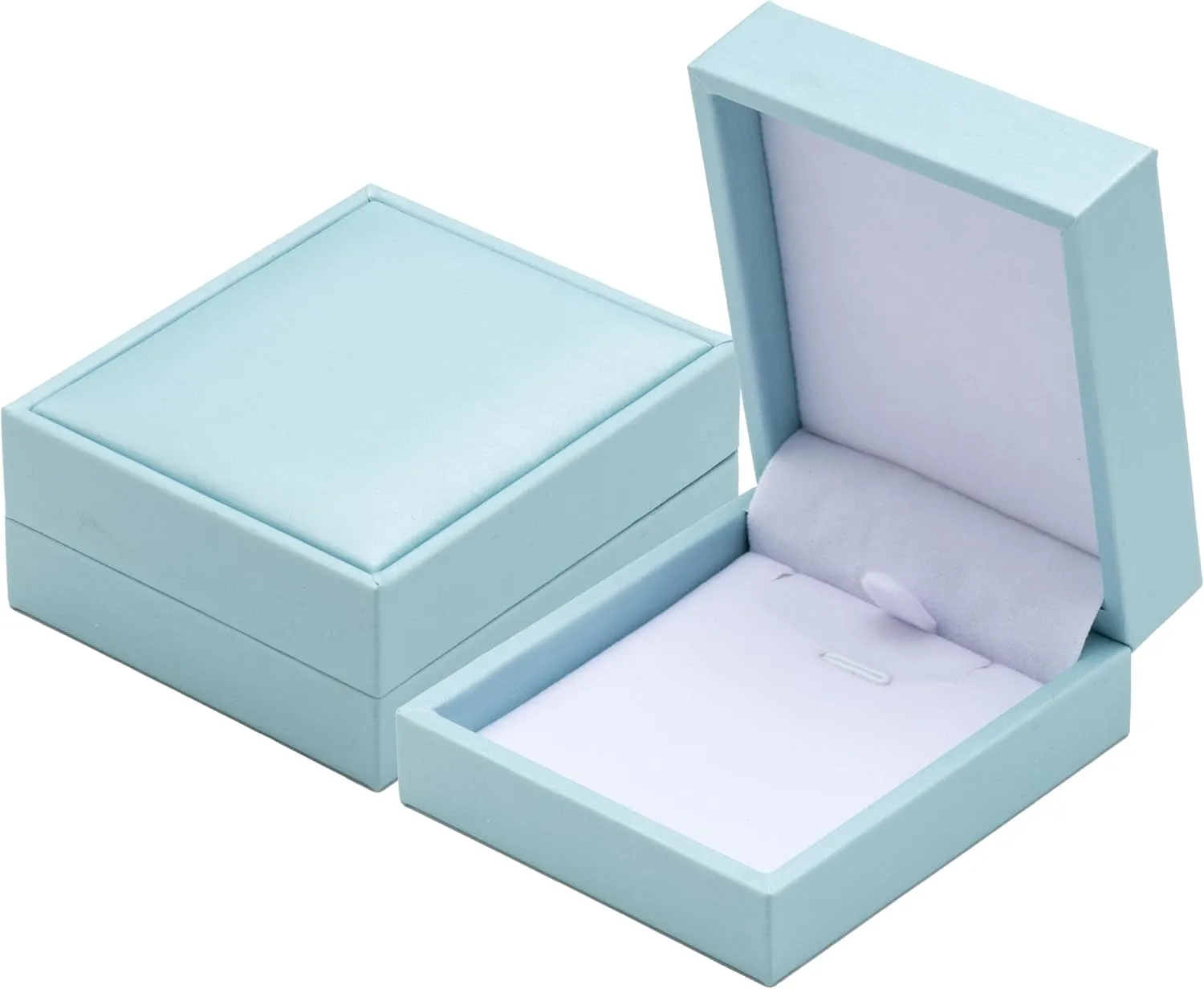 PU Leather Necklace Pendant Box for Wedding,Jewelry Gift Storage Display Case (Light Blue)