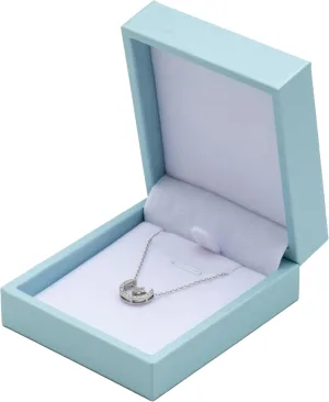 PU Leather Necklace Pendant Box for Wedding,Jewelry Gift Storage Display Case (Light Blue)