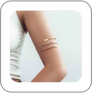 Punk Upper Arm Cuff Bracelet Vintage Arm Wrap Bracelets Bangle Layered Upper Arm Cuff Upper Gothic Cool Open Upper Armlet Cuff Indian Ethnic Chunky Metal Bangle BraceletGold