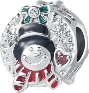 QeenseKc Christmas Elf Deer Snowman Candy Cane Charm Enamel Crystal Bead for European Bracelet Gift for Women Girl