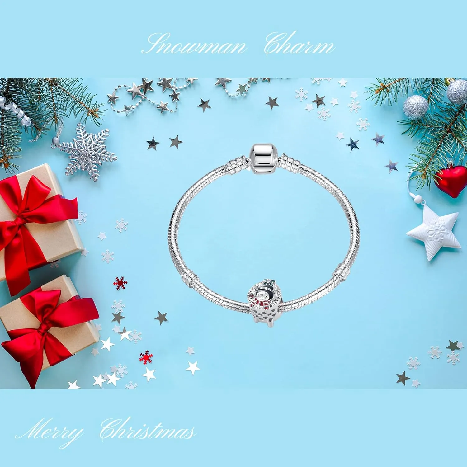 QeenseKc Christmas Elf Deer Snowman Candy Cane Charm Enamel Crystal Bead for European Bracelet Gift for Women Girl
