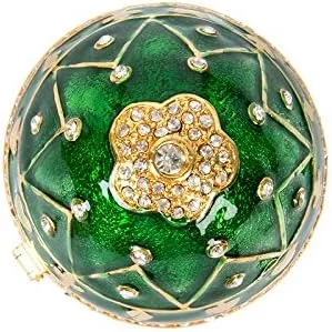 QIFU Hand Painted Easter Egg Style Decorative Hinged Jewelry Trinket Box Unique Gift for Family
