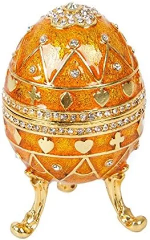 QIFU Hand Painted Small Easter Egg Style Enamel Trinket Box Unique Gift for Family