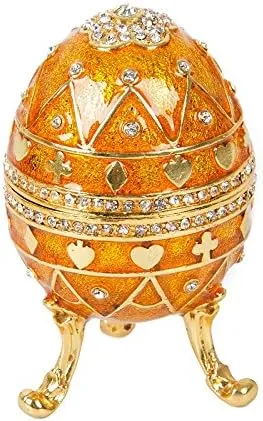 QIFU Hand Painted Small Easter Egg Style Enamel Trinket Box Unique Gift for Family