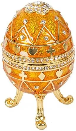 QIFU Hand Painted Small Easter Egg Style Enamel Trinket Box Unique Gift for Family