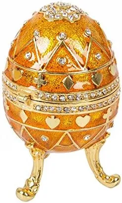 QIFU Hand Painted Small Easter Egg Style Enamel Trinket Box Unique Gift for Family
