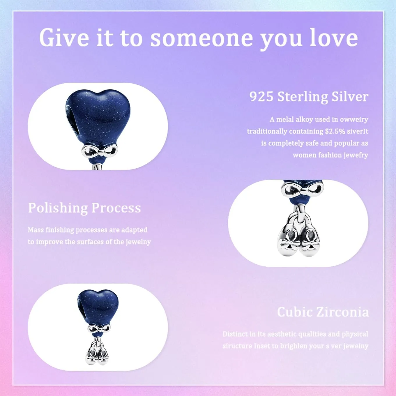 Rainbow Rose Butterfly Safety Chain Charm Bead Dangle Charms Necklace Bracelet 925 Sterling Silver with 5A Cubic Zirconia for Jewelry Gifts for Women