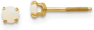 Real 14k Yellow Gold 3mm Opal Studs Earrings 6mm