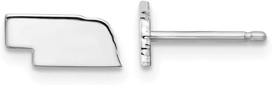 Real 925 Sterling Silver NE Small State Studs Earring - 4mm x 9mm