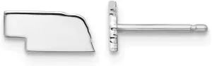 Real 925 Sterling Silver NE Small State Studs Earring - 4mm x 9mm