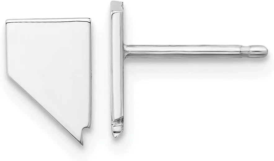 Real 925 Sterling Silver NV Small State Studs Earring - 8mm x 5mm