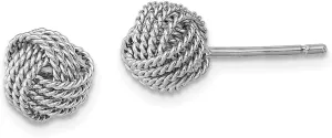 Real 925 Sterling Silver Rope Knot Post Studs Earrings 9mm