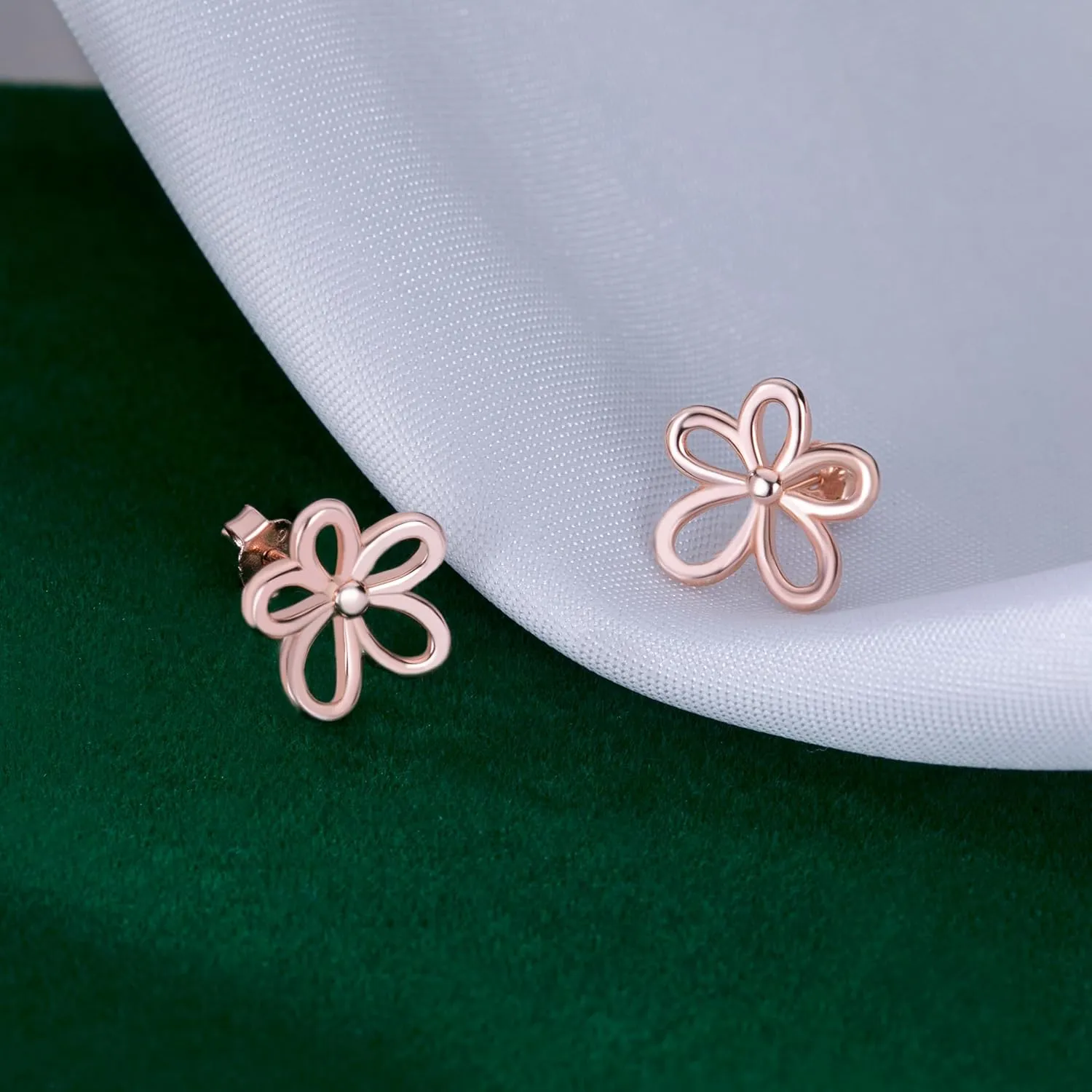 Reffeer Solid 925 Sterling Silver Flower Stud Earrings for Women Teens Hollow Flower Stud Earrings Spring