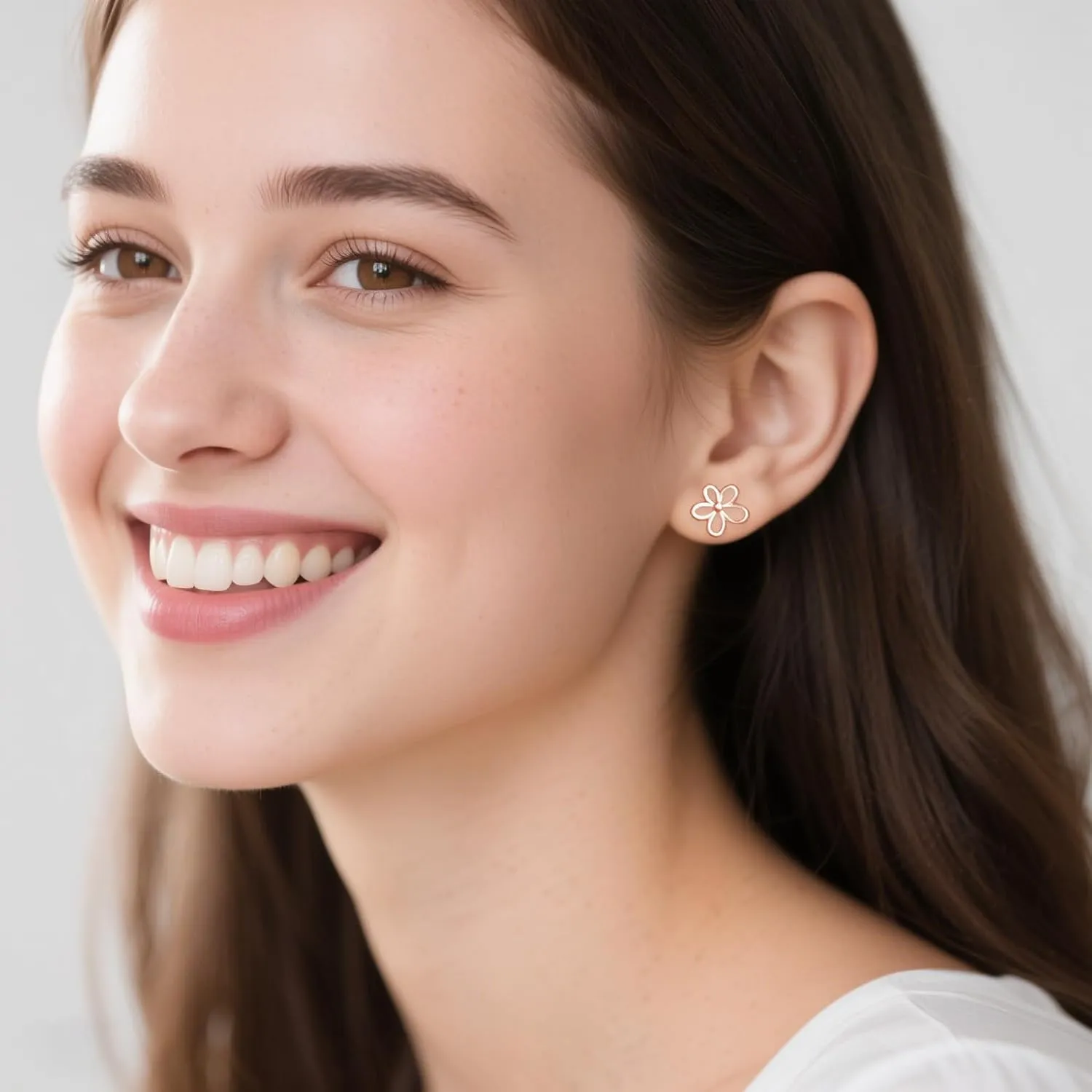 Reffeer Solid 925 Sterling Silver Flower Stud Earrings for Women Teens Hollow Flower Stud Earrings Spring