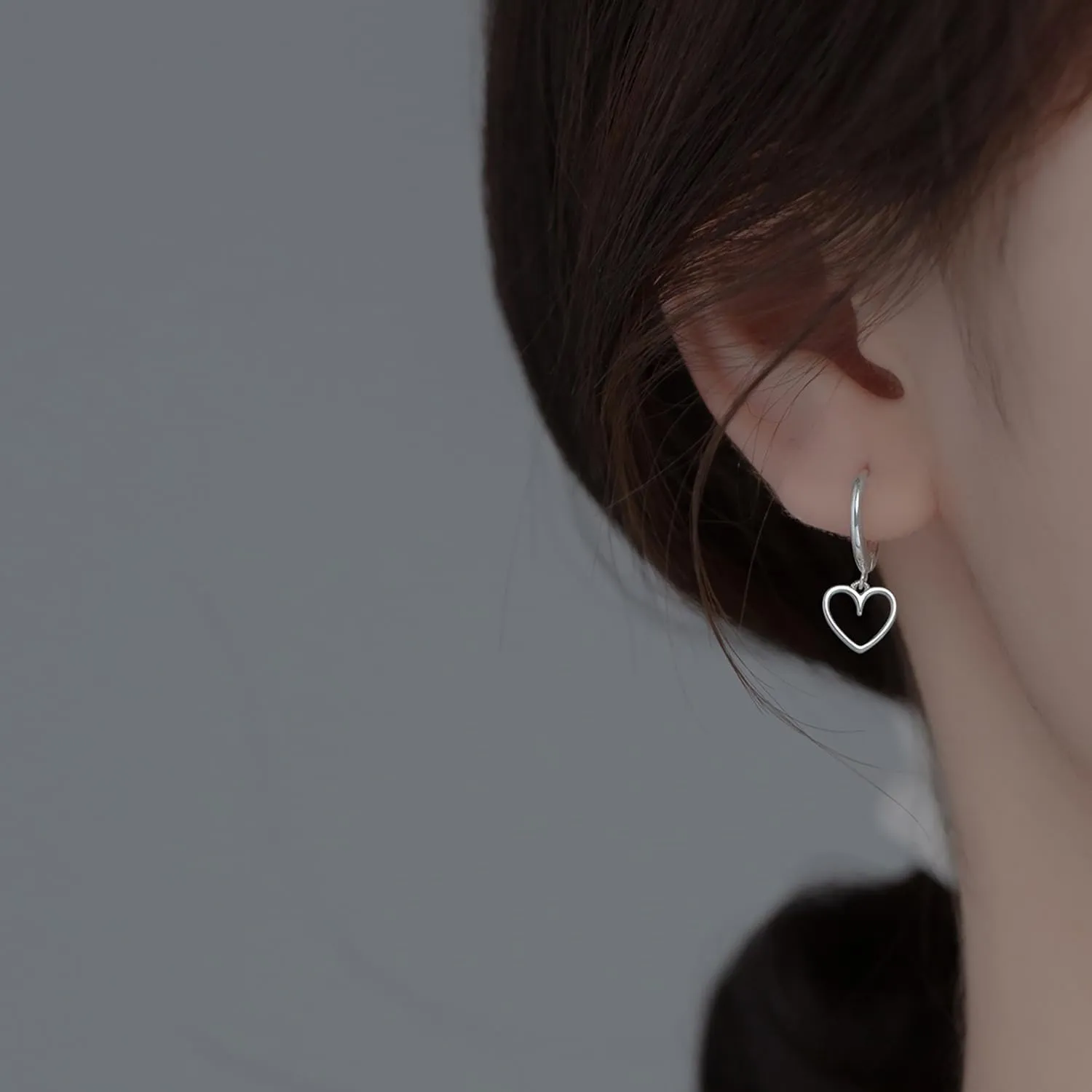 Reffeer Solid 925 Sterling Silver Heart Drop Earrings Hoop for Women Teens Heart Hoop Earrings Huggie Drop Earrings