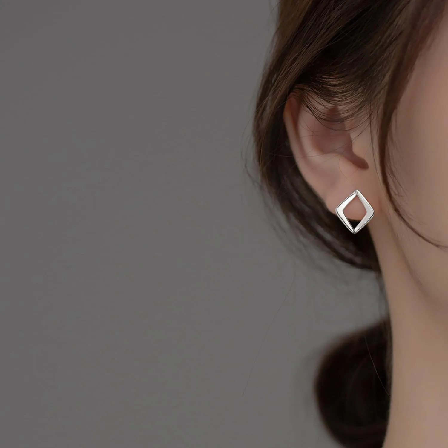 Reffeer Solid 925 Sterling Silver Hollow Stud Earrings for Women Teens Square Earrings Open Stud Earrings
