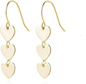 Reffeer Solid 925 Sterling Silver Love Heart Drop Earrings for Women Teens Sweet Heart Dangle Earrings Hook Earrings